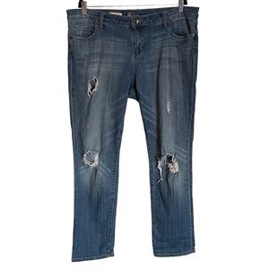 Kut from the Kloth Sz 16 Distressed Boyfriend Jeans Medium Wash